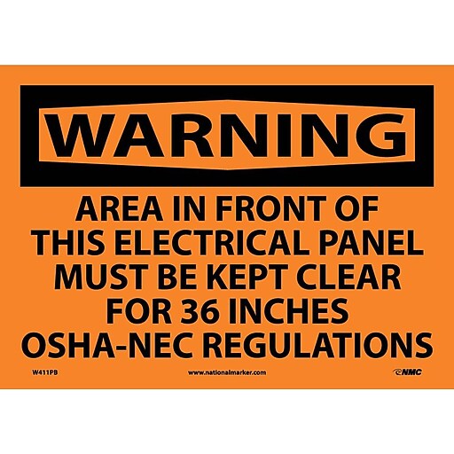 Warning, Area In Front Of This Electrical Panel Must Be Kept Clear For