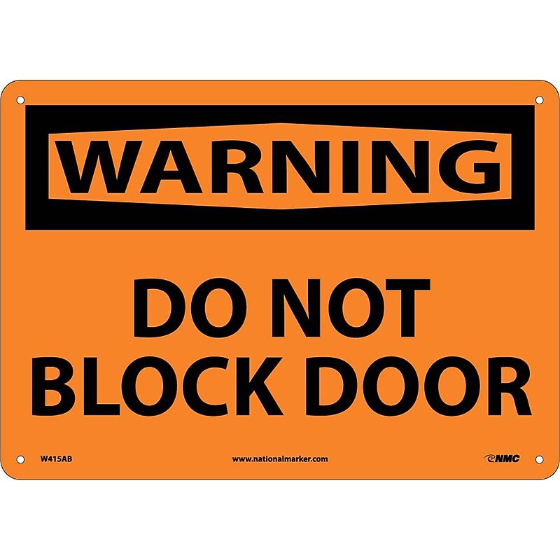 Warning, Do Not Block Door, 10X14, .040 Aluminum image 1