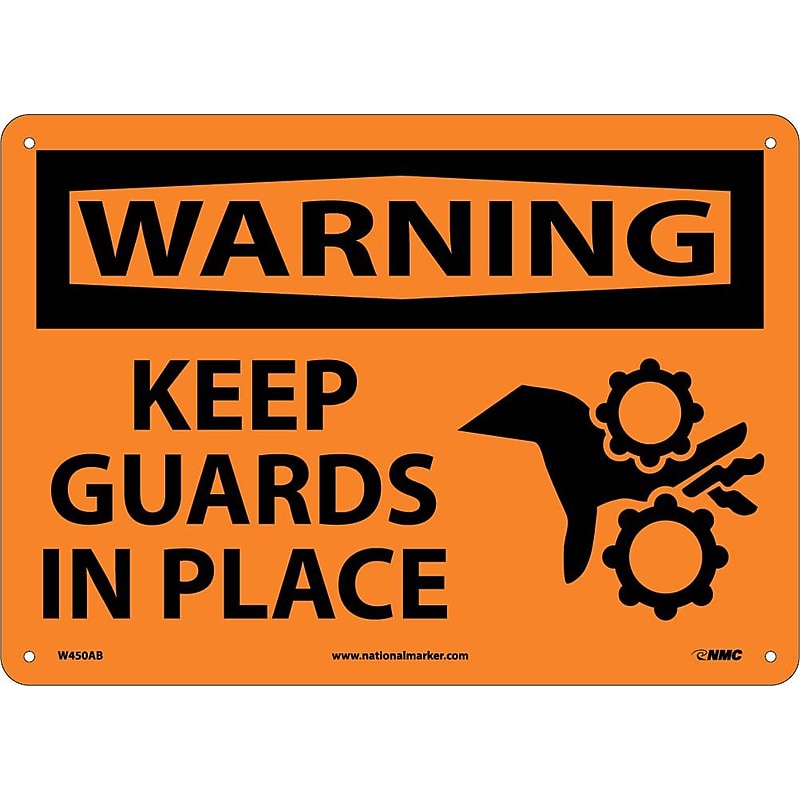Warning Sign; Keep Guards In Place, Graphic, 10X14, .040 Aluminum image 1