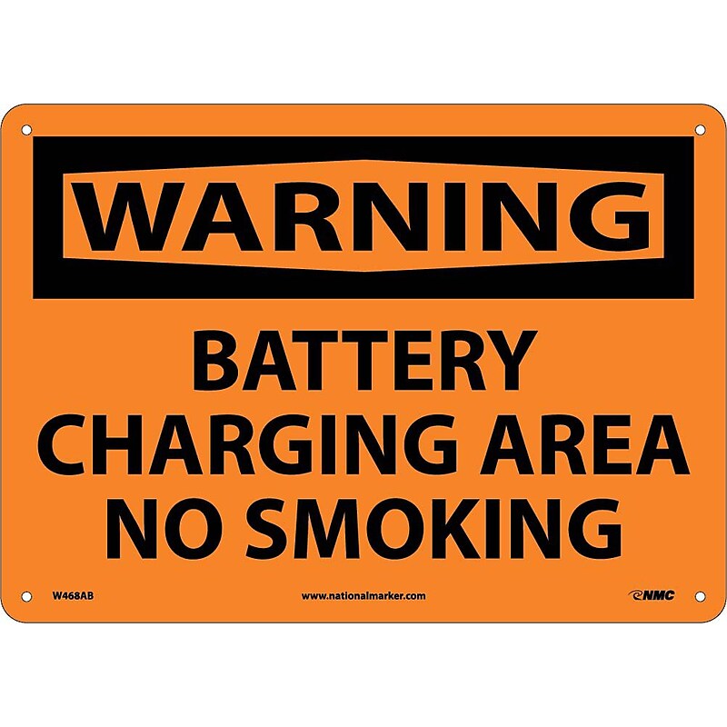 Warning Sign; Battery Charging Area No Smoking, 10X14, .040 Aluminum image 1