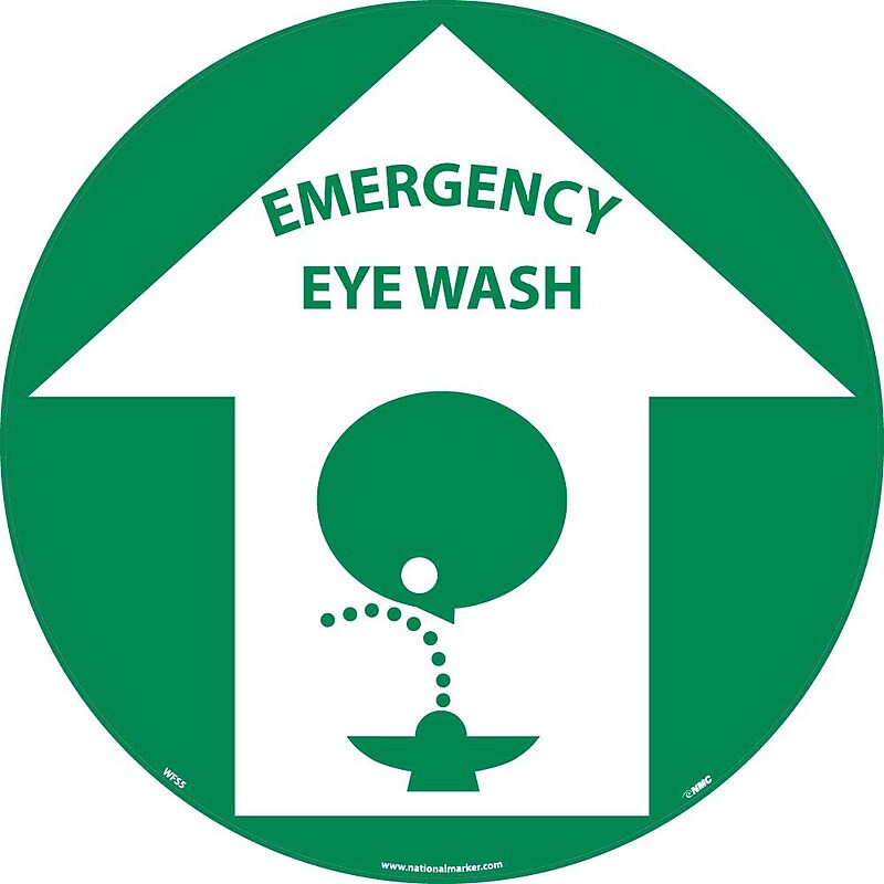 Floor Signs, Walk On, Emergency Eye Wash, 17" Dia image 1