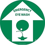 Floor Signs, Walk On, Emergency Eye Wash, 17" Dia
