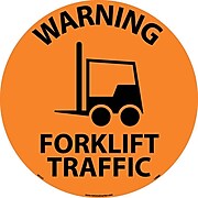 Floor Signs; Walk On, Warning Forklift Traffic, 17 Dia, Ps Vinyl