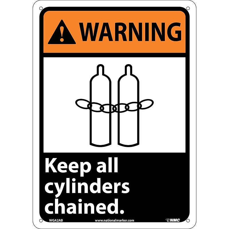 Warning Sign; Keep Cylinders Chained (W/Graphic), 14X10, .040 Aluminum image 1