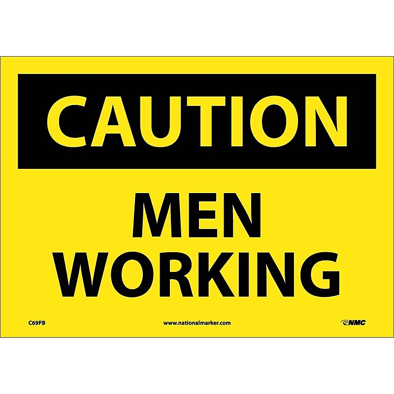Caution Labels; Men Working, 10" x 14", Adhesive Vinyl image 1