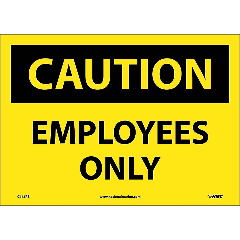 Caution Labels; Employees Only, 10" x 14", Adhesive Vinyl image 1