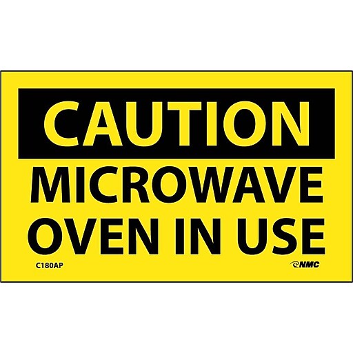 Caution Labels; Microwave Oven In Use, 3X5, Adhesive Vinyl, 5/Pk at Staples