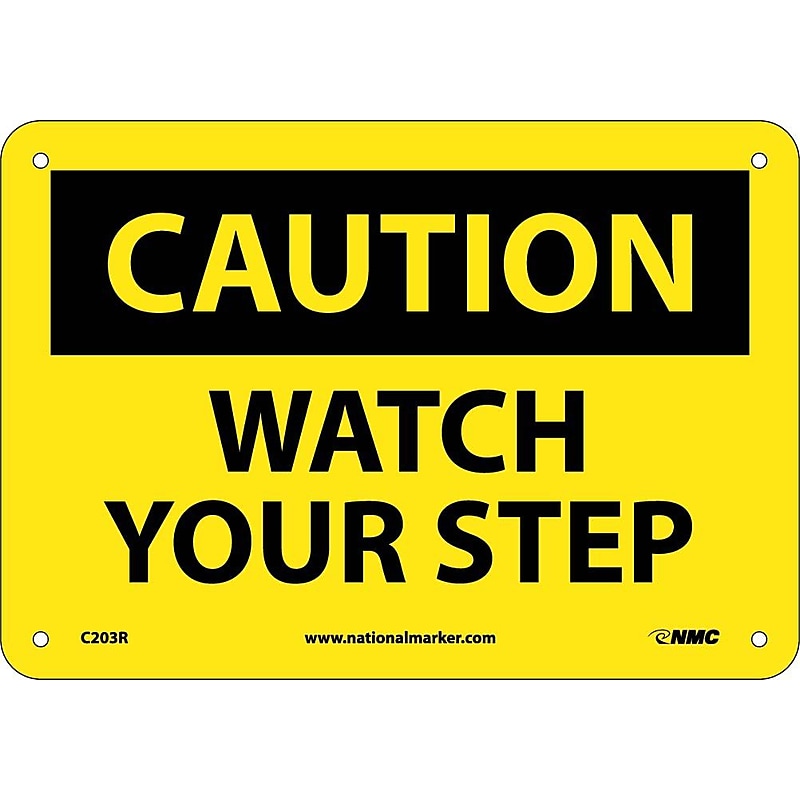 Caution Signs; Watch Your Step, 7X10, Rigid Plastic image 1