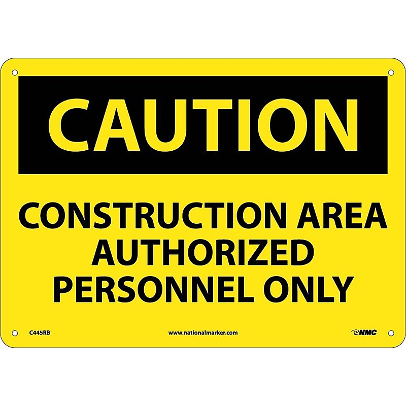 Construction Area Authorized Personnel Only, 10X14, Rigid Plastic, Caution Sign image 1