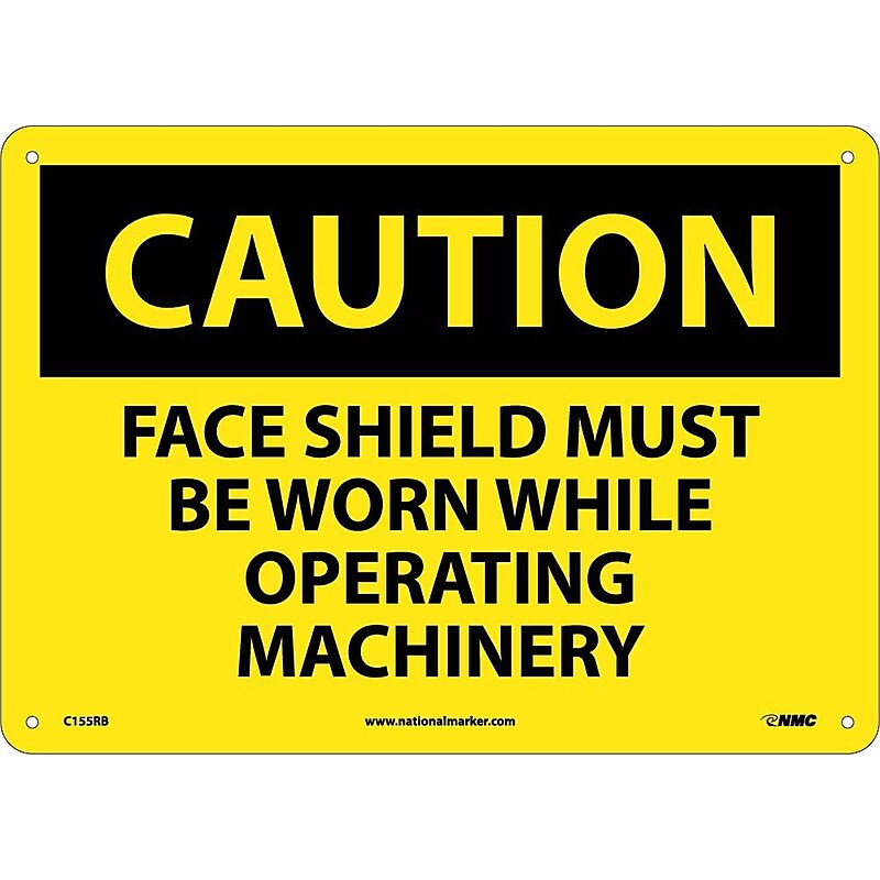 Caution Signs; Face Shield Must Be Worn While Operating. . ., 10X14, Rigid Plastic image 1