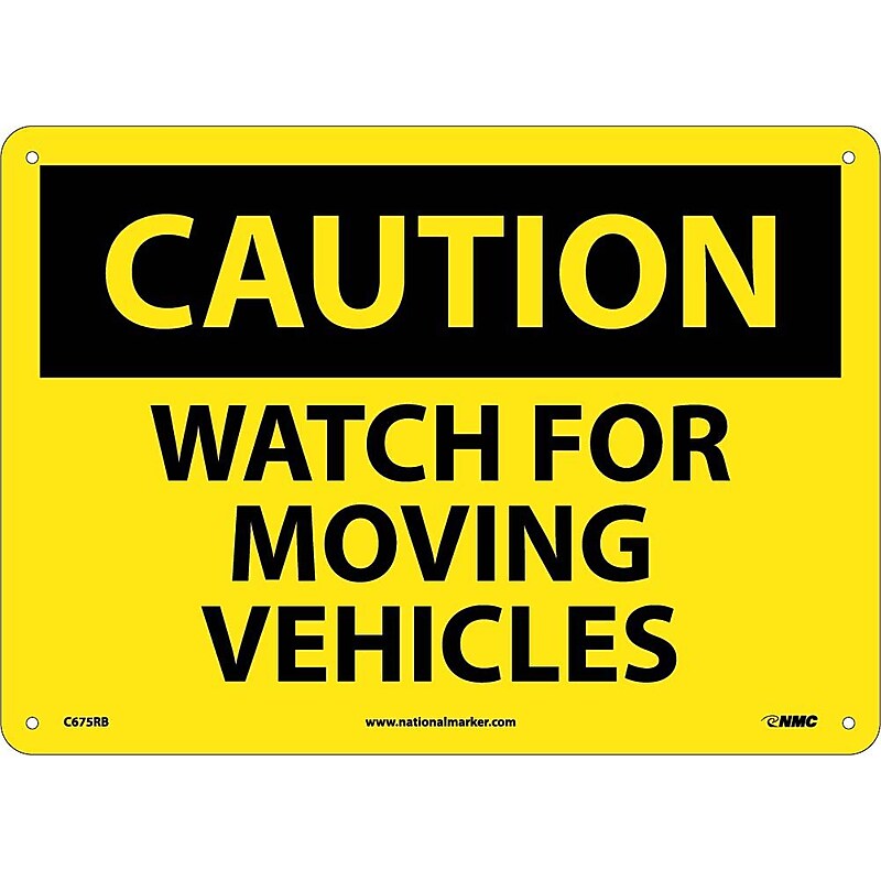 Caution Signs; Watch For Moving Vehicles, 10X14, Rigid Plastic image 1