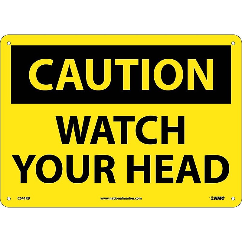 Caution Signs; Watch Your Head, 10X14, Rigid Plastic image 1