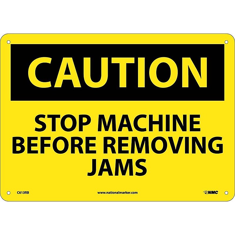 Caution Signs; Stop Machine Before Removing Jams, 10X14, Rigid Plastic image 1
