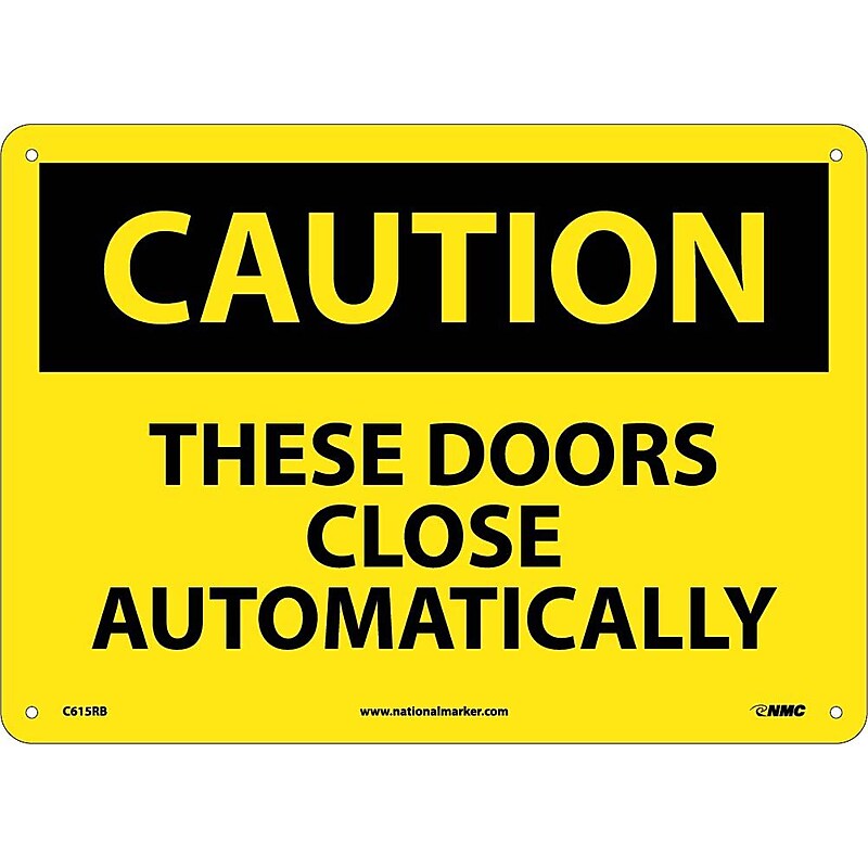 Caution, These Doors Close Automatically, 10X14, Rigid Plastic image 1