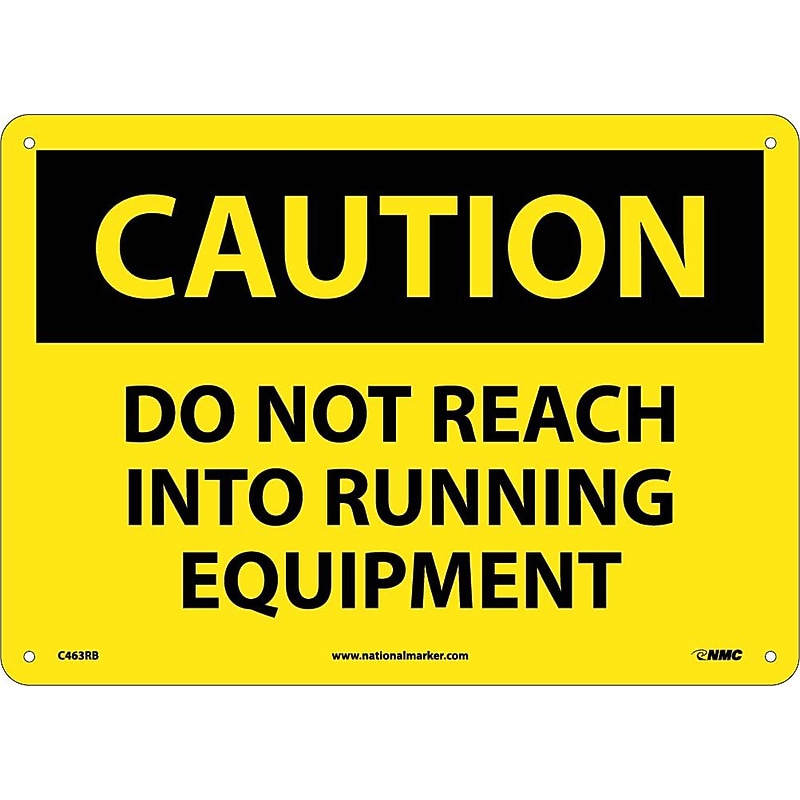National Marker Sign, "Caution, Do Not Reach Into Running Equipment", 10X14, Rigid Plastic image 1