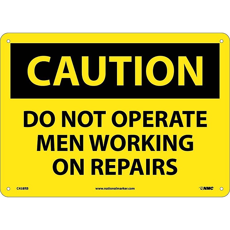 Caution, Do Not Operate Men Working On Repairs, 10X14, Rigid Plastic, Caution Sign image 1