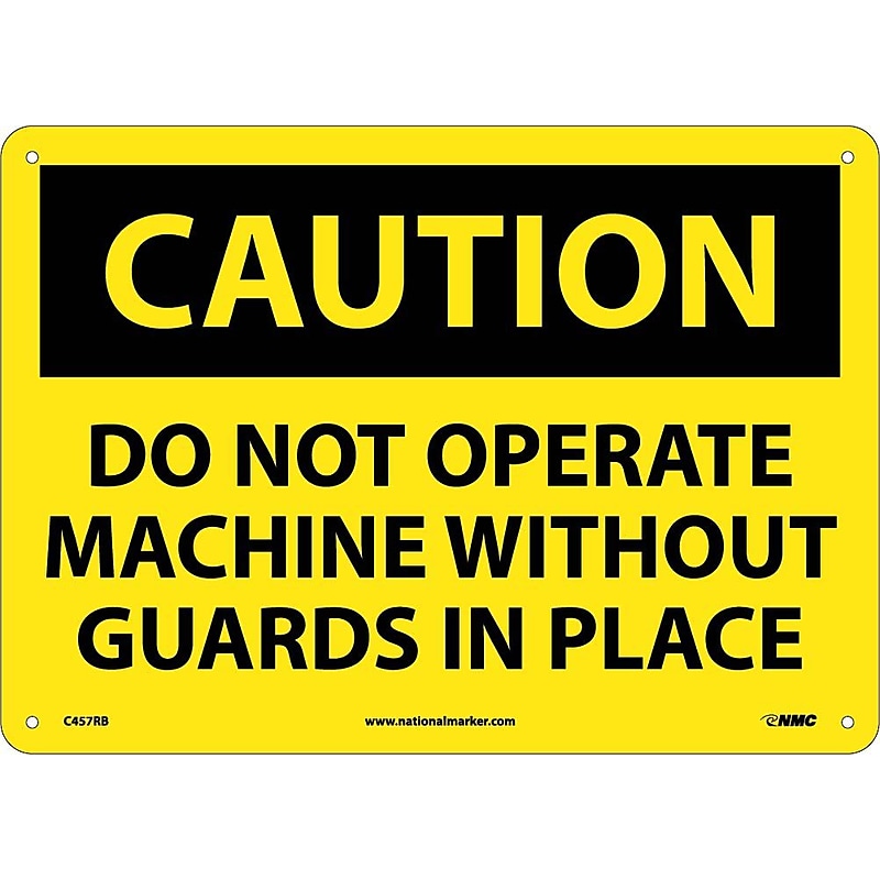 Caution Signs; Do Not Operate Machine Without Guards In Place, 10X14, Rigid Plastic image 1