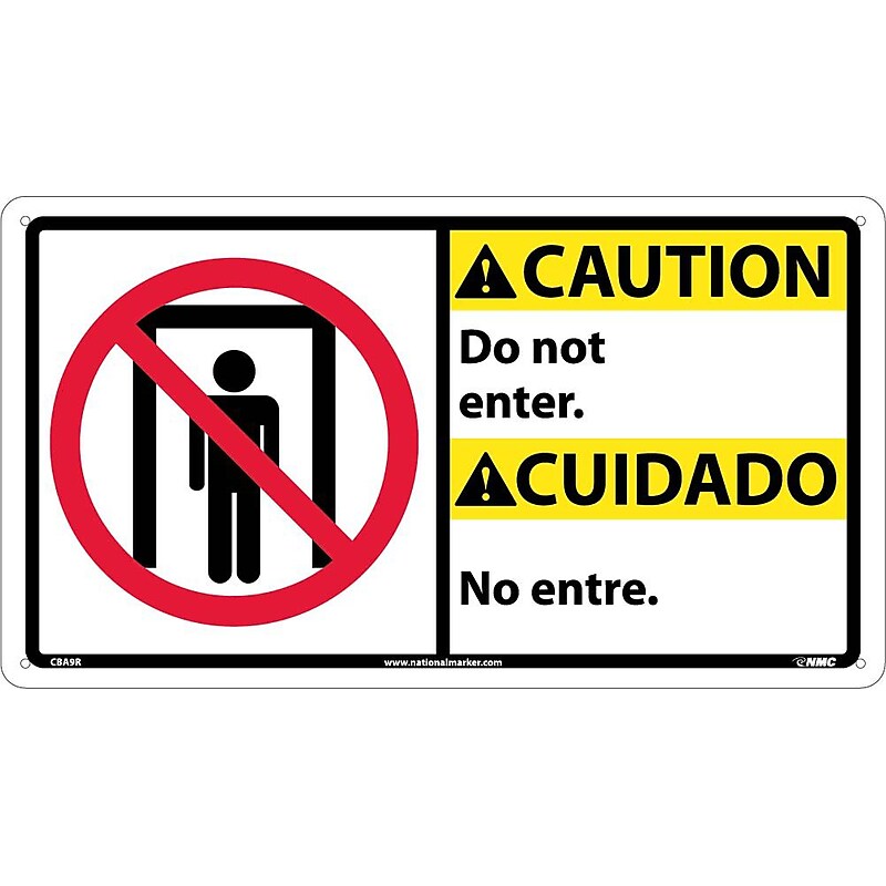 Do Not Enter (Bilingual W/Graphic), 10X18, Rigid Plastic, Caution Sign image 1