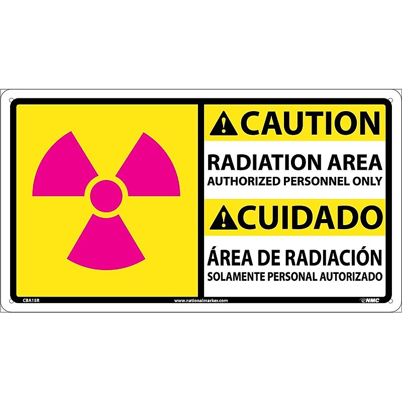 Caution, Radiation Area Authorized Personnel Only (Graphic) Bilingual, 10X18, Adhesive Vinyl image 1