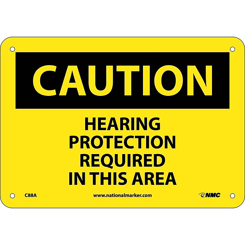Hearing Proteection Required In This Area, 7X10, .040 Aluminum, Caution Sign image 1