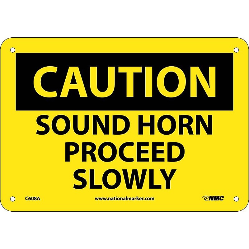Caution Signs; Sound Horn Proceed Slowly, 7X10, .040 Aluminum image 1