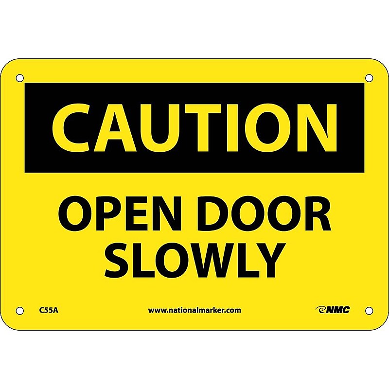 Caution Signs; Open Door Slowly, 7X10, .040 Aluminum image 1