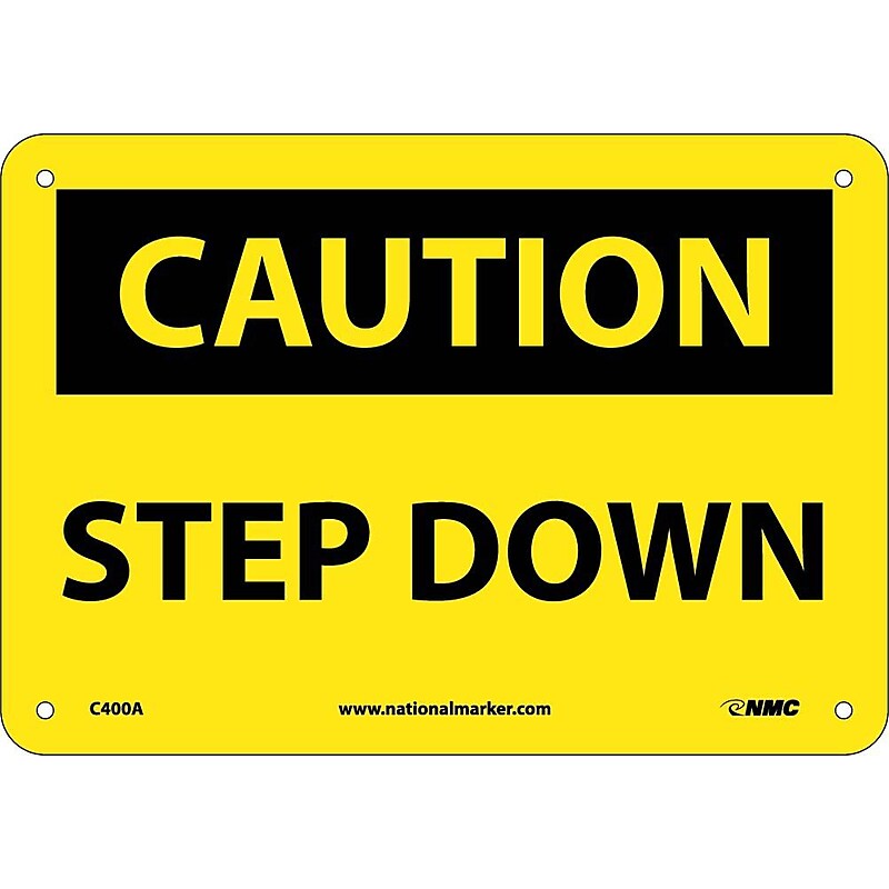 Caution Signs; Step Down, 7X10, .040 Aluminum image 1