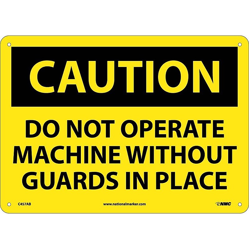 Caution Signs; Do Not Operate Without Guards In Place, Graphic, 10X14, .040 Aluminum image 1