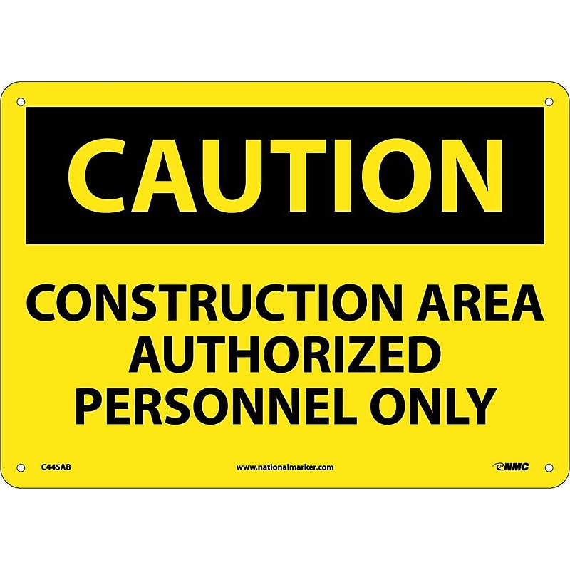 Construction Area Authorized Personnel Only, 10X14, .040 Aluminum, Caution Sign image 1