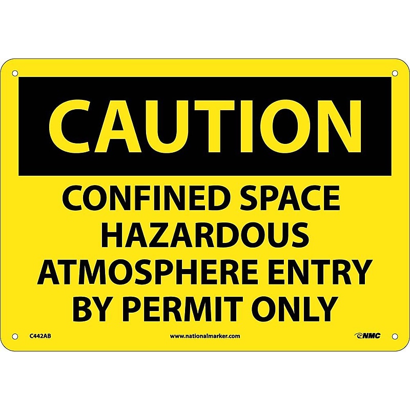 Confined Space Hazardous Atmosphere Entry By Permit Only, 10X14, .040 Aluminum, Caution Sign image 1