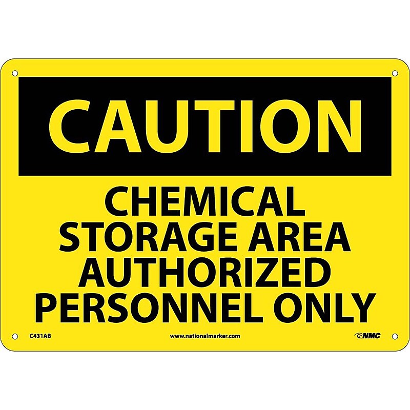 Caution Signs; Chemical Storage Area Authorized Personnel Only, 10X14, .040 Aluminum image 1