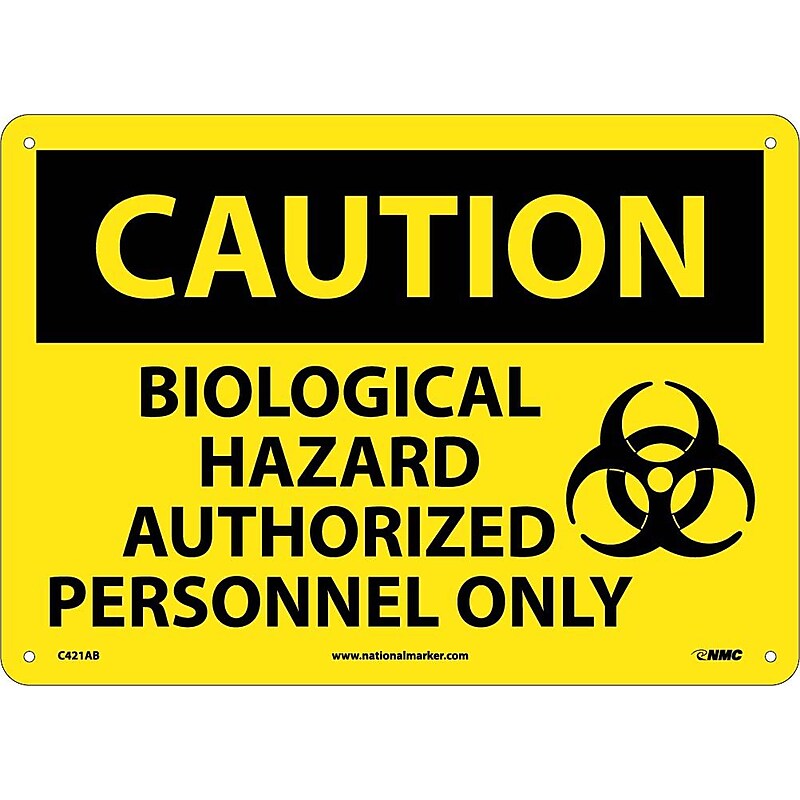 Caution, Biological Hazard Authorized Personnel Only, Graphic, 10X14, .040 Aluminum image 1
