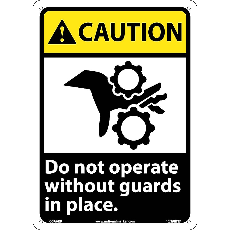 Do Not Operate Without Guards In Place (W/Graphic), 14X10, Rigid Plastic, Caution Sign image 1