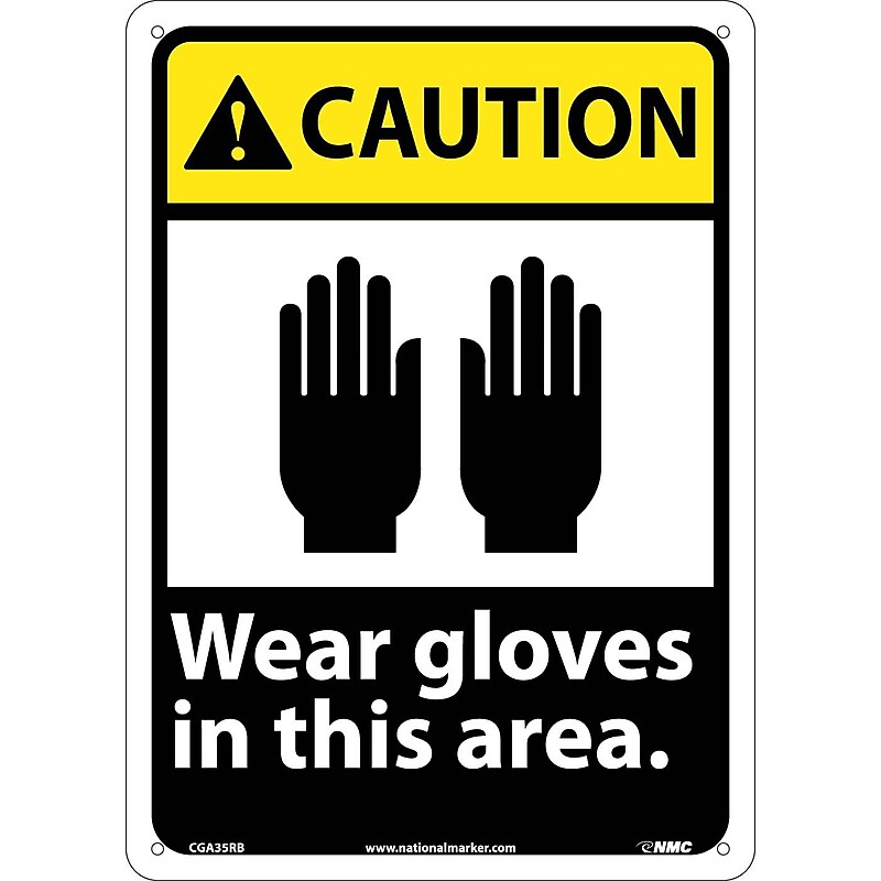 Caution Signs; Wear Gloves In This Area, 14X10, Rigid Plastic image 1