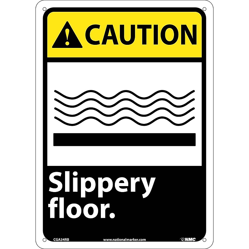 Slippery Floor, 14X10, Rigid Plastic, Caution Sign image 1