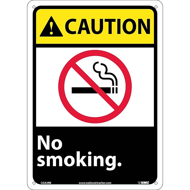 No Smoking (W/Graphic), 14X10, Rigid Plastic, Caution Sign image 1