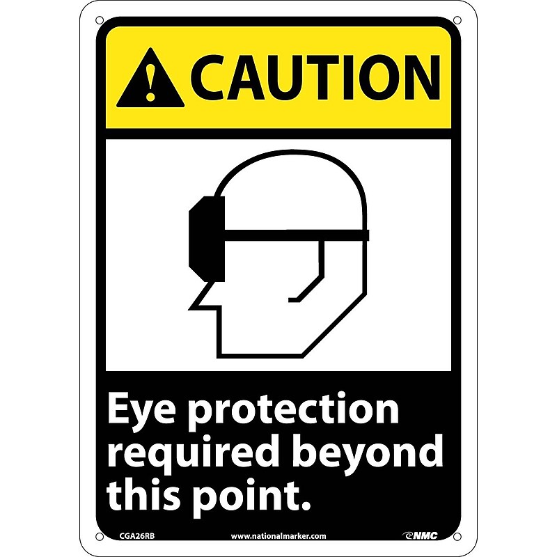 Caution Signs; Eye Protection Required Beyond This Point, 14X10, Rigid Plastic image 1