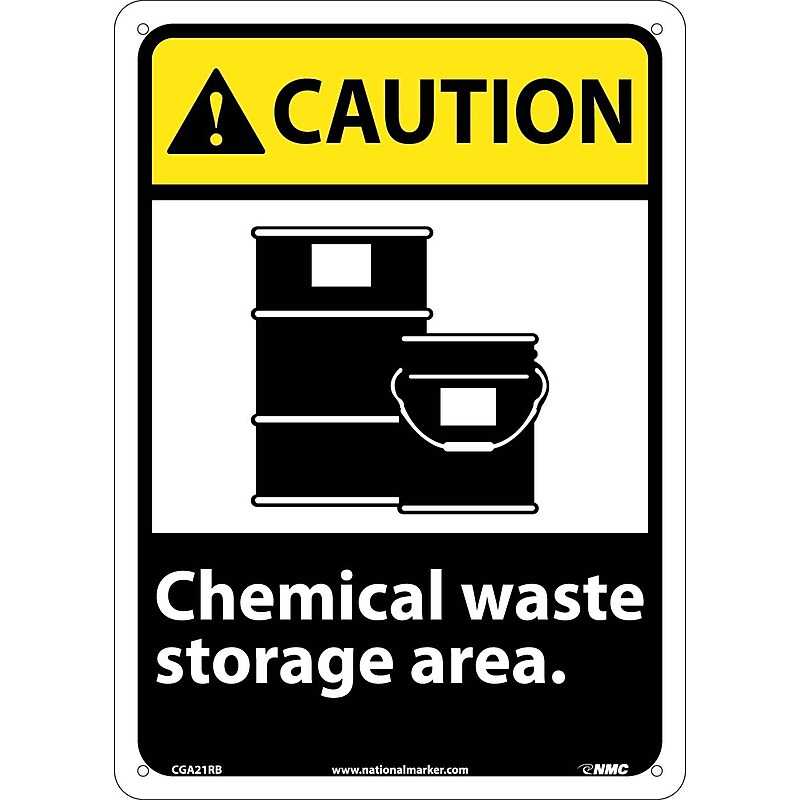 Caution Signs; Chemical Waste Storage Area, 14X10, Rigid Plastic image 1