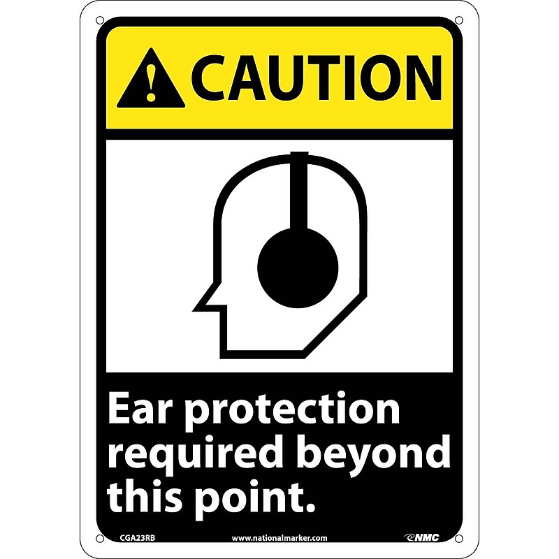 Caution Signs; Ear Protection Required Beyond This Point, 14X10, Rigid Plastic image 1
