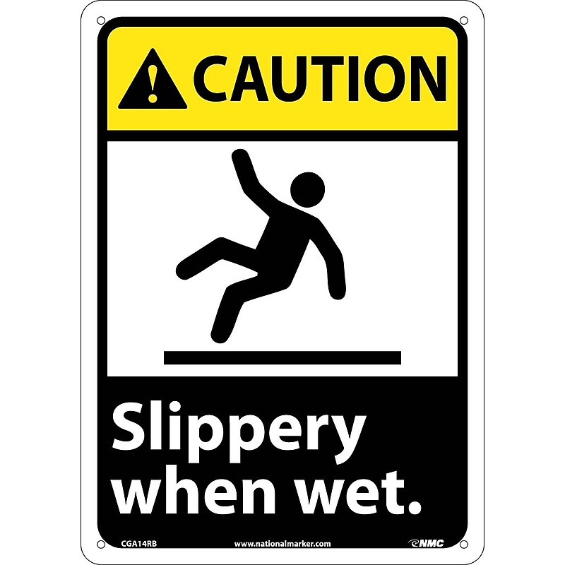 Caution Signs; Slippery When Wet (W/Graphic), 14X10, Rigid Plastic image 1