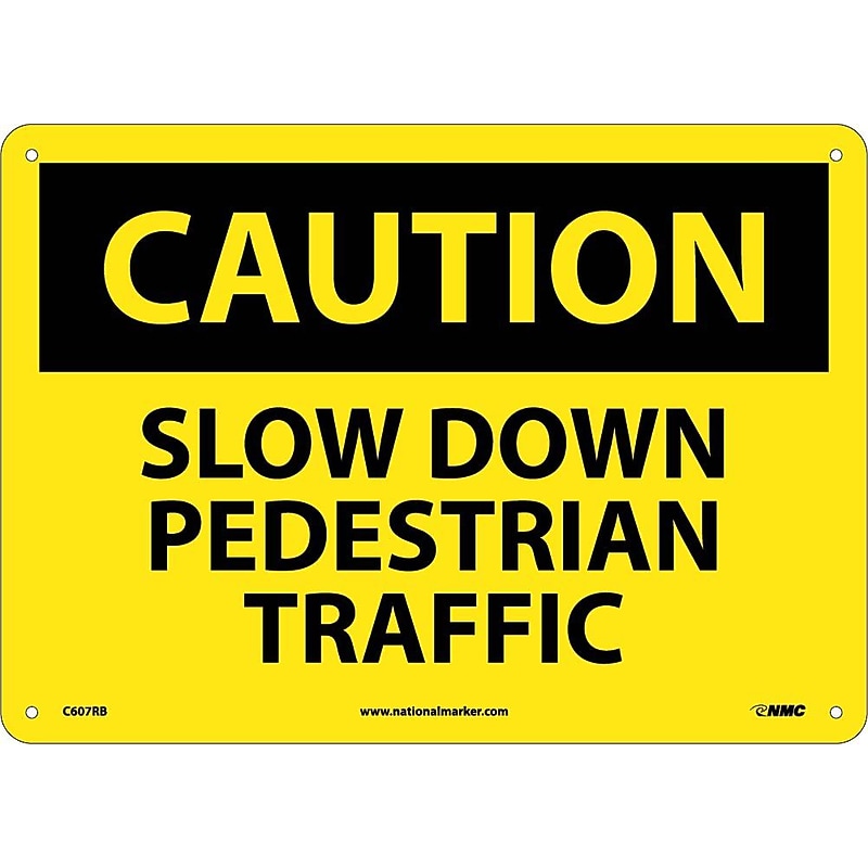 Slow Down Pedestrian Traffic, 10X14, Rigid Plastic, Caution Sign image 1