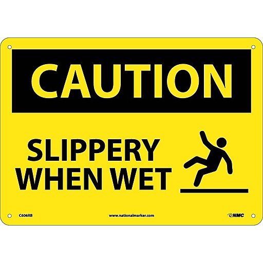 Caution Floor Slippery When Wet Rigid Sign 150x50mm 