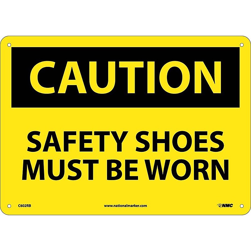 Caution Signs; Safety Shoes Must Be Worn, 10X14, Rigid Plastic image 1