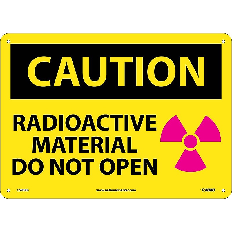 Caution Signs; Radioactive Material Do Not Open, Graphic, 10X14, Rigid Plastic image 1