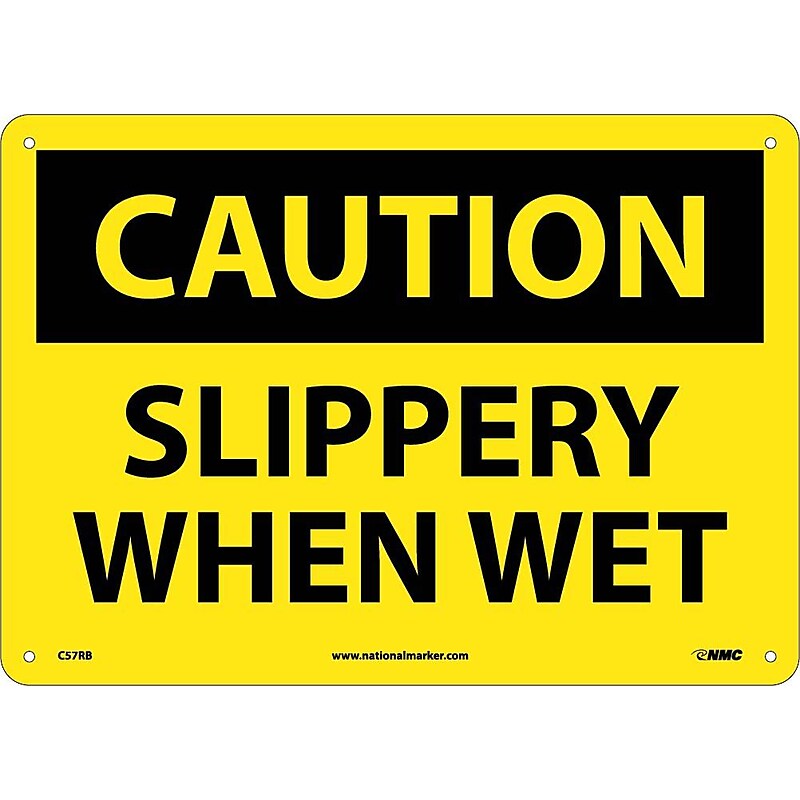 Caution Signs; Slippery When Wet, 10X14, Rigid Plastic image 1