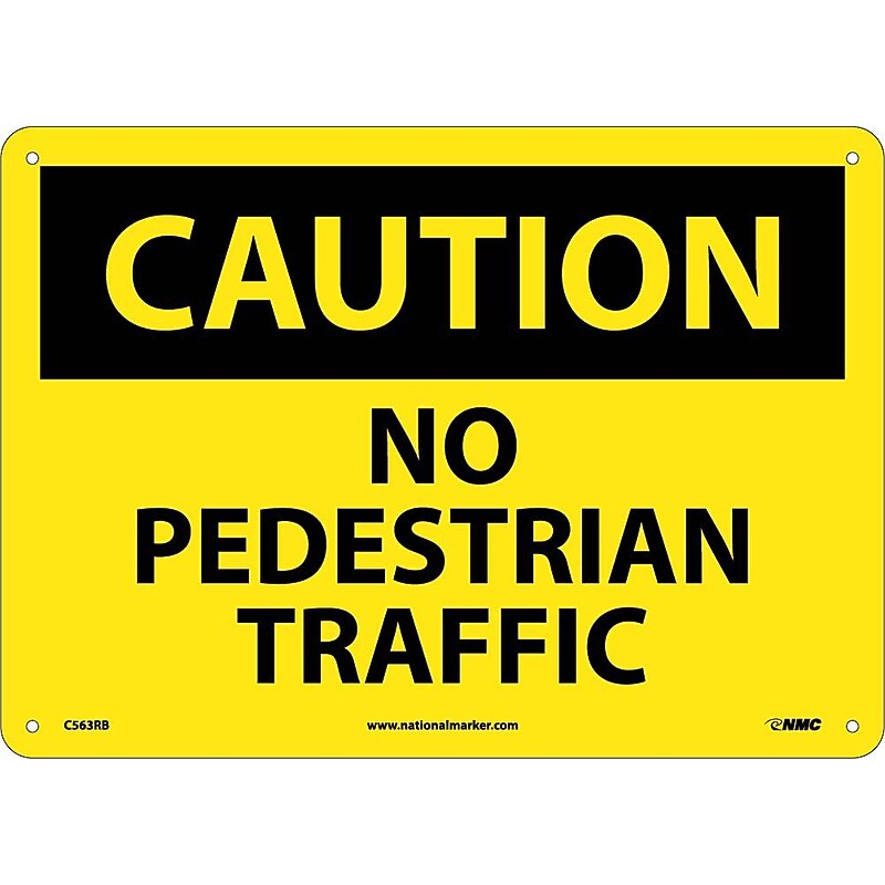 No Pedestrian Traffic, 10X14, Rigid Plastic, Caution Sign image 1