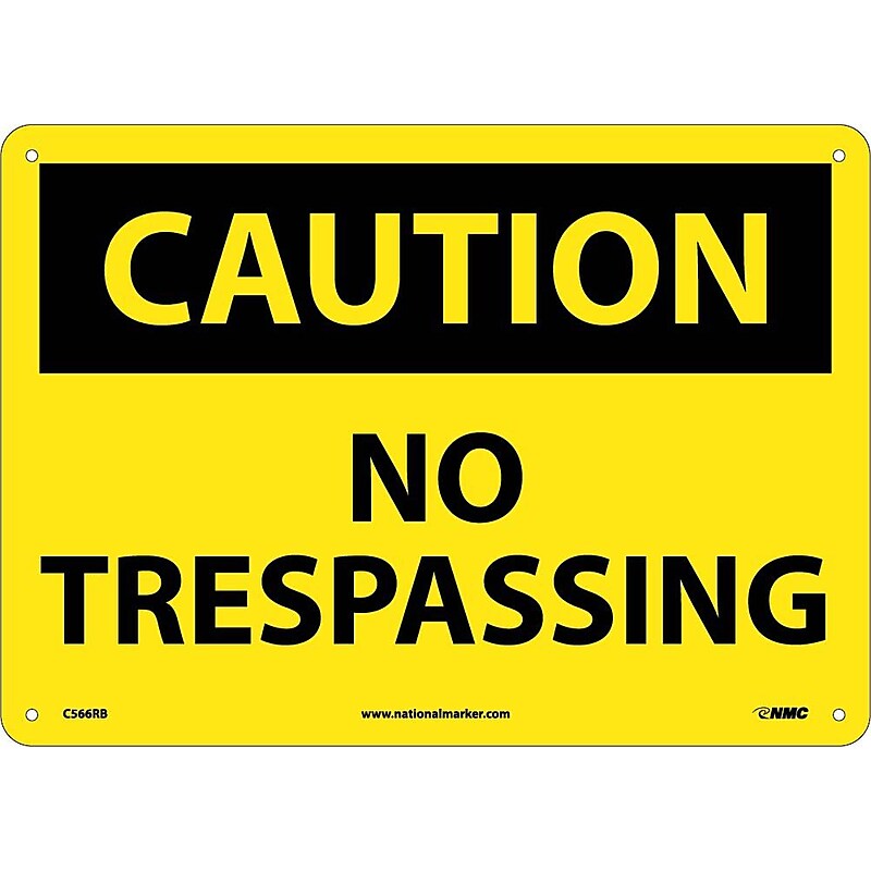 No Trespassing, 10X14, Rigid Plastic, Caution Sign image 1