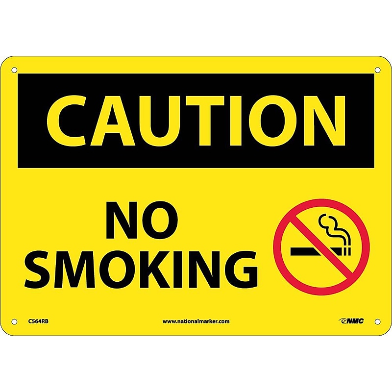 Caution Signs; No Smoking, Graphic, 10X14, Rigid Plastic image 1
