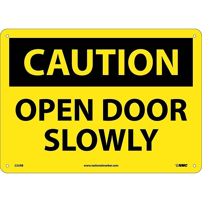 Caution Signs; Open Door Slowly, 10X14, Rigid Plastic image 1