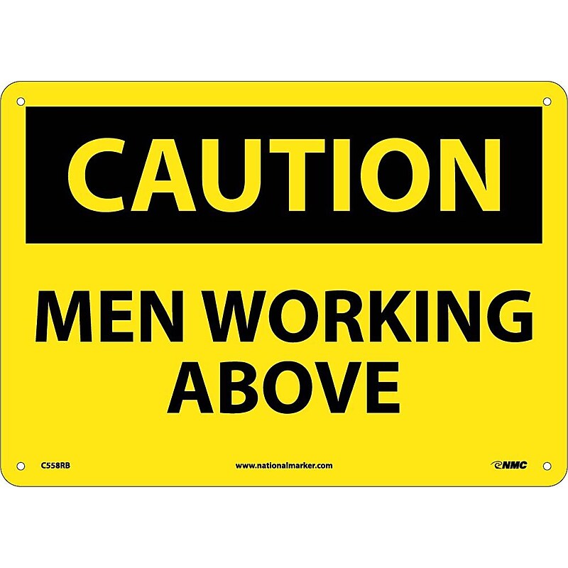 Men Working Above, 10X14, Rigid Plastic, Caution Sign image 1